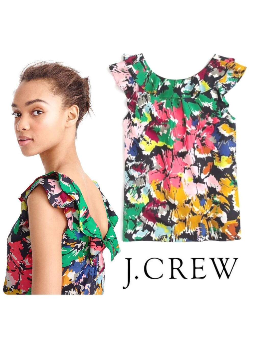 J.Crew sleeveless Colorful Silk blouse in Size 12